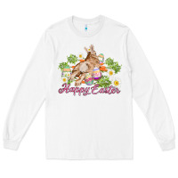 White easter bunny with carrots and daisy Long Sleeve Tee - AdoDesignShop