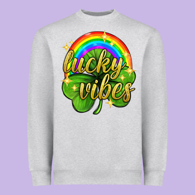 Lucky Vibes St. Patricks Day Heavyweight Sweatshirt Designed By Neo Western
