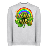 Heather Grey Lucky vibes st. patricks day Heavyweight Sweatshirt - Neo Western