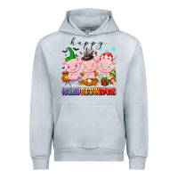 Heather Grey happy hallothanksmas pigs Urban Hoodie - texasbilliewilder