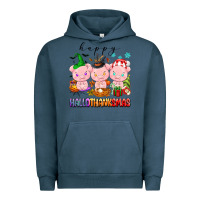 Pigment Midnight Navy happy hallothanksmas pigs Urban Hoodie - texasbilliewilder