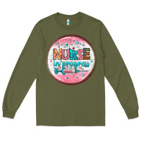 Army Green nurse round earrings 2 Long Sleeve Tee - BundleAndBundleShop