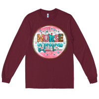 Burgundy nurse round earrings 2 Long Sleeve Tee - BundleAndBundleShop