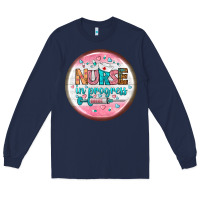 Navy nurse round earrings 2 Long Sleeve Tee - BundleAndBundleShop