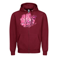 Burgundy breast cancer patches Zipper Hoodie - Jasminsmagicworld
