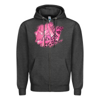 Charcoal Heather breast cancer patches Zipper Hoodie - Jasminsmagicworld