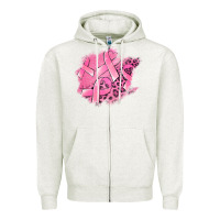 Oatmeal Heather breast cancer patches Zipper Hoodie - Jasminsmagicworld