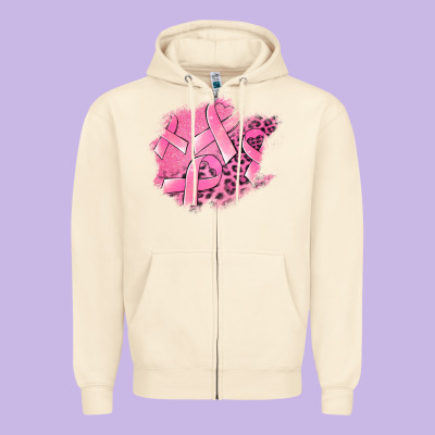 Breast Cancer Patches Zipper Hoodie Designed By Jasminsmagicworld