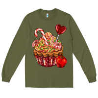 Army Green Christmas candy cupcake Long Sleeve Tee - AdoDesignShop