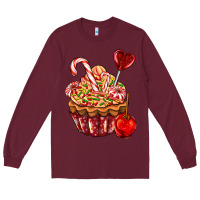 Burgundy Christmas candy cupcake Long Sleeve Tee - AdoDesignShop
