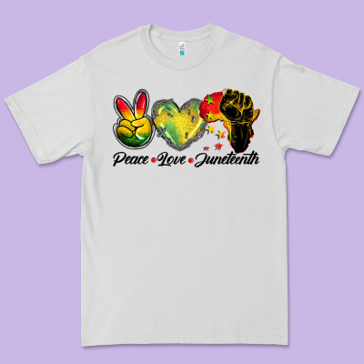Peace Love Juneteenth Premium Tee Designed By Barkaloodesign
