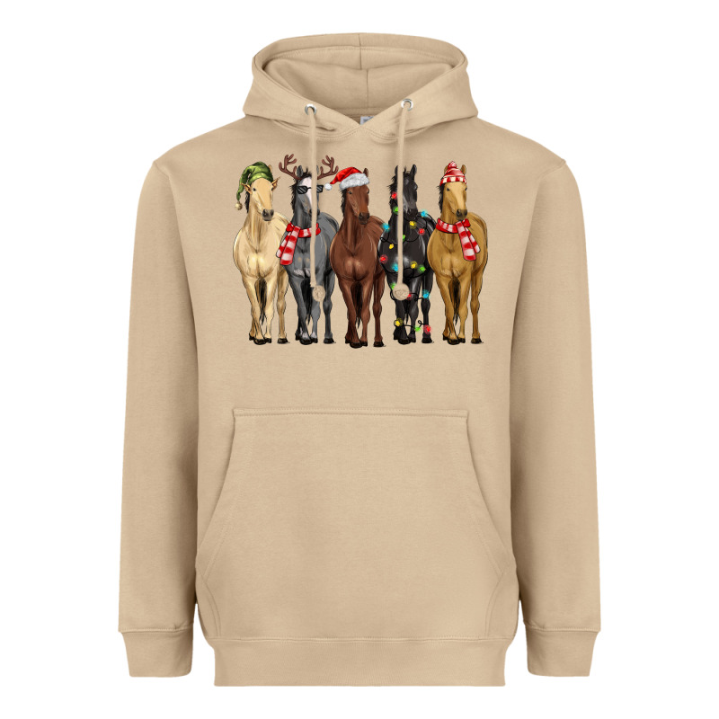 Horses With Christmas Heavyweight Hoodie by MaliasSmallBusiness | Teevron