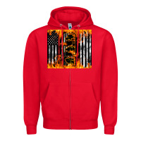Red Western Firefighter Dad Zipper Hoodie - LillyAllenDesigns