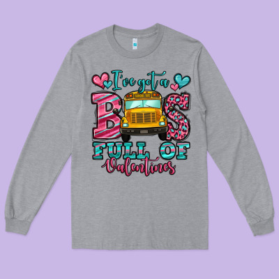 I've Got A Bus Full Of Valentines School Bus Long Sleeve Tee Designed By Jasminsmagicworld
