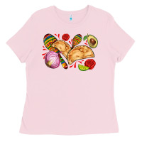 Bubblegum Pink empanadas roses onion lime and avocado Ladies Tee - AdoDesignShop