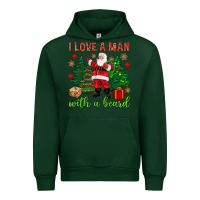 Forest Green I love a man with a beard Christmas Urban Hoodie - NancyCooperArtShop