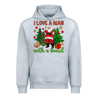 Heather Grey I love a man with a beard Christmas Urban Hoodie - NancyCooperArtShop