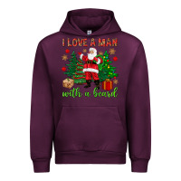 Mauve Wine I love a man with a beard Christmas Urban Hoodie - NancyCooperArtShop