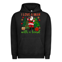 Pigment Black I love a man with a beard Christmas Urban Hoodie - NancyCooperArtShop