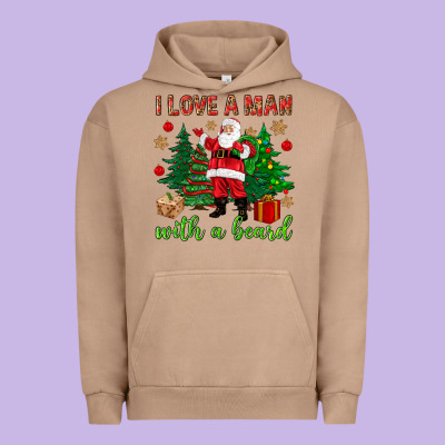 I Love A Man With A Beard Christmas Urban Hoodie Designed By Nancycooperartshop