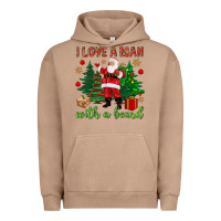 Pigment Burro I love a man with a beard Christmas Urban Hoodie - NancyCooperArtShop