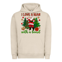 Pigment French Oak I love a man with a beard Christmas Urban Hoodie - NancyCooperArtShop
