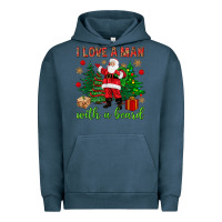 Pigment Midnight Navy I love a man with a beard Christmas Urban Hoodie - NancyCooperArtShop