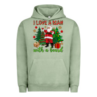 Pigment Oil Green I love a man with a beard Christmas Urban Hoodie - NancyCooperArtShop