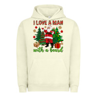 Pigment Pistachio I love a man with a beard Christmas Urban Hoodie - NancyCooperArtShop