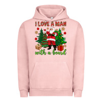 Pigment Salmon I love a man with a beard Christmas Urban Hoodie - NancyCooperArtShop