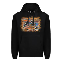 Black aztec leopard cowhide wood western background Premium Hoodie - AdoDesignShop