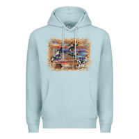 Blue Mist aztec leopard cowhide wood western background Premium Hoodie - AdoDesignShop