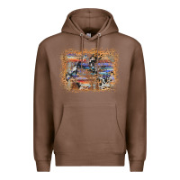 Chestnut aztec leopard cowhide wood western background Premium Hoodie - AdoDesignShop