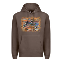 Coffee aztec leopard cowhide wood western background Premium Hoodie - AdoDesignShop