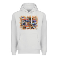 Dove Grey aztec leopard cowhide wood western background Premium Hoodie - AdoDesignShop