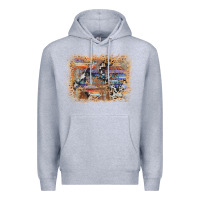 Heather Grey aztec leopard cowhide wood western background Premium Hoodie - AdoDesignShop
