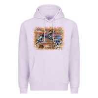Lilac aztec leopard cowhide wood western background Premium Hoodie - AdoDesignShop