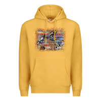Mustard aztec leopard cowhide wood western background Premium Hoodie - AdoDesignShop