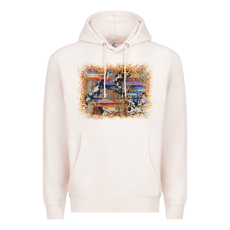 Aztec Leopard Cowhide Wood Western Background Premium Hoodie by AdoDesignShop | Teevron
