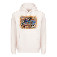 Pale Pink aztec leopard cowhide wood western background Premium Hoodie - AdoDesignShop
