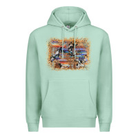 Seafoam aztec leopard cowhide wood western background Premium Hoodie - AdoDesignShop