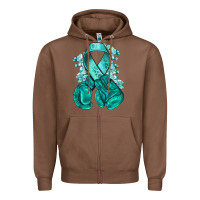 Chestnut teal ribbon with boxing gloves Zipper Hoodie - NancyCooperArtShop