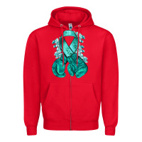 Red teal ribbon with boxing gloves Zipper Hoodie - NancyCooperArtShop