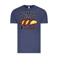 Vintage Denim All You Need Is Love And Tacos Vintage Tee - CowhideDigitalArt