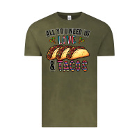 Vintage Olive All You Need Is Love And Tacos Vintage Tee - CowhideDigitalArt