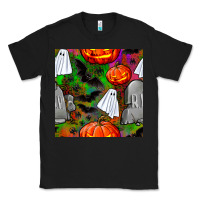 Black halloween ghost and headstone seamless pattern Classic Tee - BundleAndBundleShop