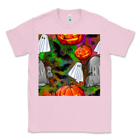 Bubblegum Pink halloween ghost and headstone seamless pattern Classic Tee - BundleAndBundleShop