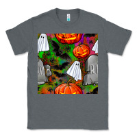 Charcoal Heather halloween ghost and headstone seamless pattern Classic Tee - BundleAndBundleShop