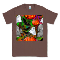 Chestnut halloween ghost and headstone seamless pattern Classic Tee - BundleAndBundleShop