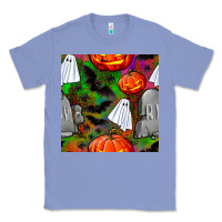 Colony Blue halloween ghost and headstone seamless pattern Classic Tee - BundleAndBundleShop
